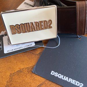 Brand New With Tags DSQUARED2 Plaque Leather Men's Belt